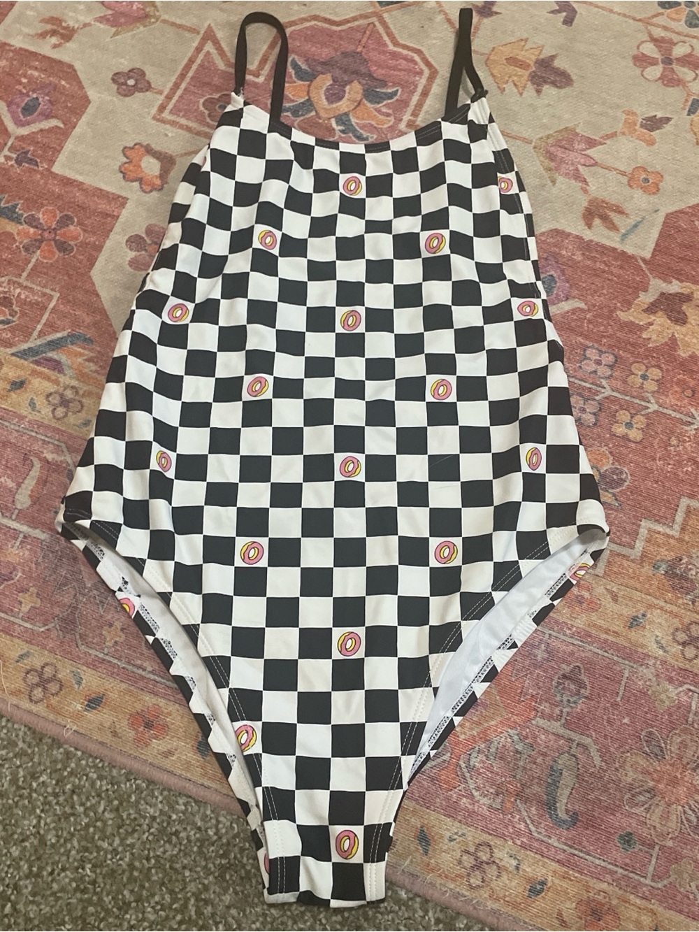 Odd Future Black and White Checkerboard One-Piece Swimsuit